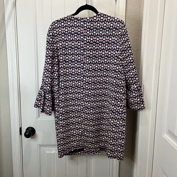 Eden Court Navy Cream Coral Geometric Preppy 3/4 Bell Sleeve Button Jacket XL - Picture 11 of 13